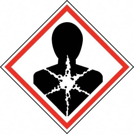 NMC - Hazardous Materials Label, Header: Health Hazard - Legend: GHS - Graphic, English, Black & Red, 4" Long x 4" High, No Coating - USA Tool & Supply