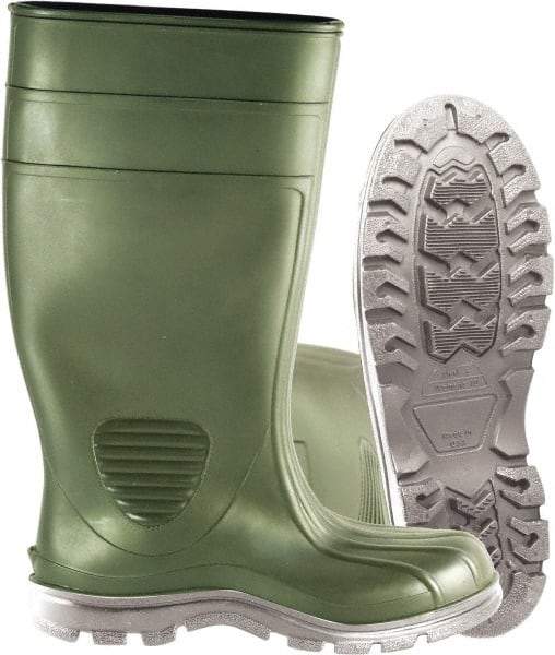 PRO-SAFE - Unisex Size 10 Medium Width Plain Work Boot - Green, PVC Blend Upper, 15" High, Non-Slip, Waterproof - USA Tool & Supply