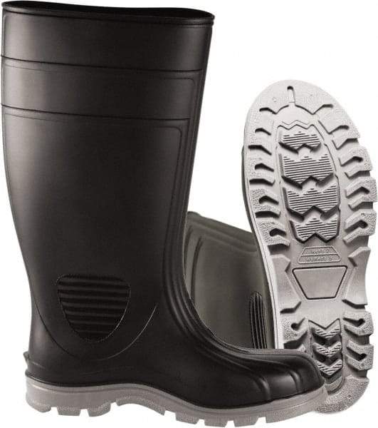 PRO-SAFE - Unisex Size 6 Medium Width Steel Work Boot - Black, PVC Blend Upper, 15" High, Non-Slip, Waterproof - USA Tool & Supply