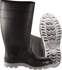 PRO-SAFE - Unisex Size 12 Medium Width Steel Work Boot - Black, PVC Blend Upper, 15" High, Non-Slip, Waterproof - USA Tool & Supply