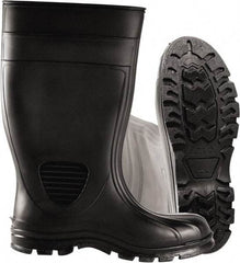 PRO-SAFE - Unisex Size 8 Medium Width Steel Work Boot - Black, PVC Upper, 15" High, Non-Slip, Waterproof - USA Tool & Supply