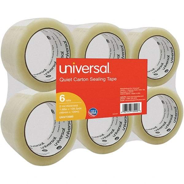 UNIVERSAL - 48mm Wide x 2mm Thick x 100m Long, 73000 Box Sealing & Label Protection Tape - Clear - USA Tool & Supply