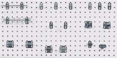 Triton - 18" Wide x 36" High Industrial Steel Tool Peg Board System - 1 Panel, 18 Hooks, Steel with Epoxy Coating, White - USA Tool & Supply