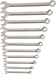 Ability One - 10 Piece, 10mm to 19mm, 12 Point Combination Wrench Set - Metric Measurement Standard, Chrome Finish - USA Tool & Supply