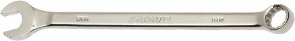 Ability One - 15mm 12 Point Combination Wrench - 15° Offset Angle, Steel, Chrome Finish - USA Tool & Supply