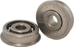 USDI - 1 Row, 2-1/8" OD, 1/2" Bore Diam, Round Open Conveyor Roller Bearing - 330 Lb Capacity, 550 Max RPM, with Flange, Steel with Steel Housing - USA Tool & Supply