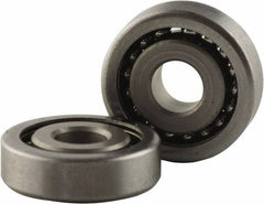 USDI - 1 Row, 1-1/2" OD, 1/2" Bore Diam, Round Open Conveyor Roller Bearing - 135 Lb Capacity, 550 Max RPM, Steel with Steel Housing - USA Tool & Supply