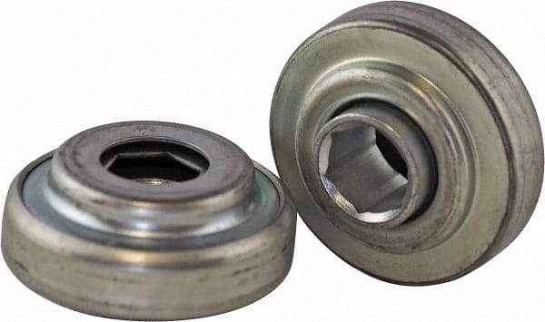 USDI - 1 Row, 2.321" OD, 11/16" Hex Open Conveyor Roller Bearing - 600 Lb Capacity, 550 Max RPM, Steel with Zinc Housing - USA Tool & Supply