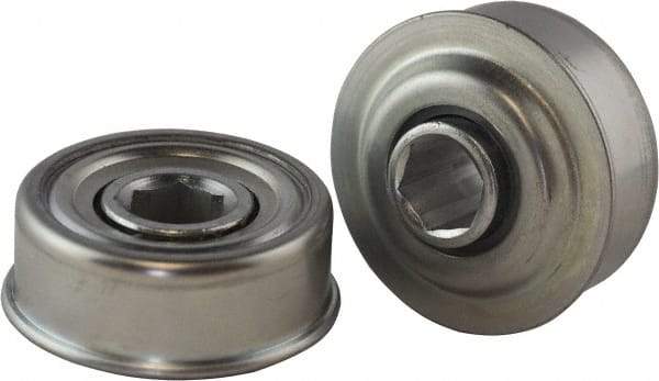 USDI - 1 Row, 2.265" OD, 5/8" Hex Single Seal Conveyor Roller Bearing - 425 Lb Capacity, 550 Max RPM, with Flange, Steel with Zinc Housing - USA Tool & Supply