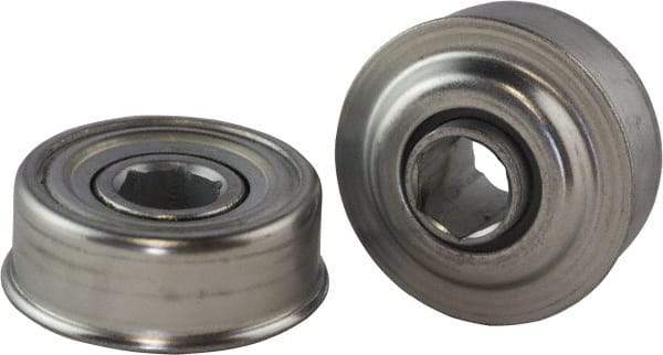 USDI - 1 Row, 2.265" OD, 11/16" Hex Open Conveyor Roller Bearing - 425 Lb Capacity, 550 Max RPM, with Flange, Steel with Zinc Housing - USA Tool & Supply