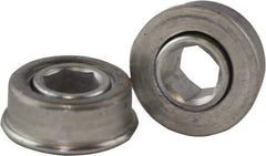 USDI - 1 Row, 0.908" OD, 3/8" Hex Open Conveyor Roller Bearing - 35 Lb Capacity, 550 Max RPM, with Flange, Steel with Zinc Housing - USA Tool & Supply