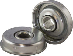 USDI - 1 Row, 1.668" OD, 7/16" Hex Open Conveyor Roller Bearing - 140 Lb Capacity, 550 Max RPM, with Flange, Steel with Zinc Housing - USA Tool & Supply