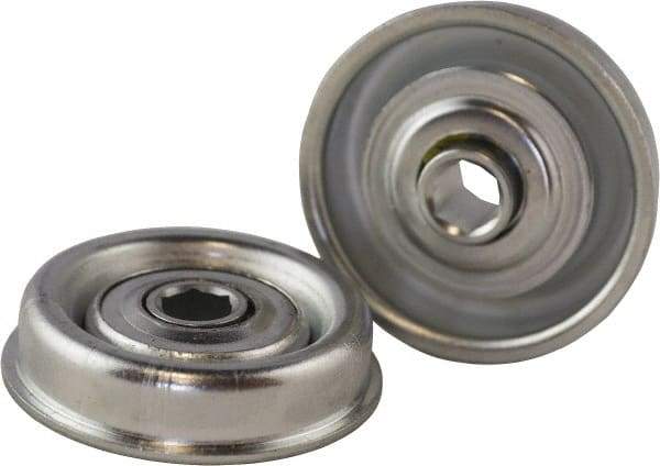 USDI - 1 Row, 2.13" OD, 7/16" Hex Open Conveyor Roller Bearing - 145 Lb Capacity, 550 Max RPM, with Flange, Steel with Zinc Housing - USA Tool & Supply