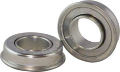 USDI - 1 Row, 1-3/8" OD, 1/2" Bore Diam, Round Double Seal Conveyor Roller Bearing - 180 Lb Capacity, 550 Max RPM, with Flange, Steel with Zinc Housing - USA Tool & Supply