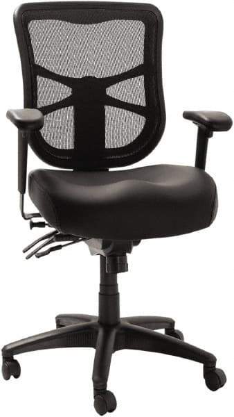 ALERA - 42-7/8" High Mid Back Chair - 25" Wide x 27-5/8" Deep, Leather Seat, Black - USA Tool & Supply