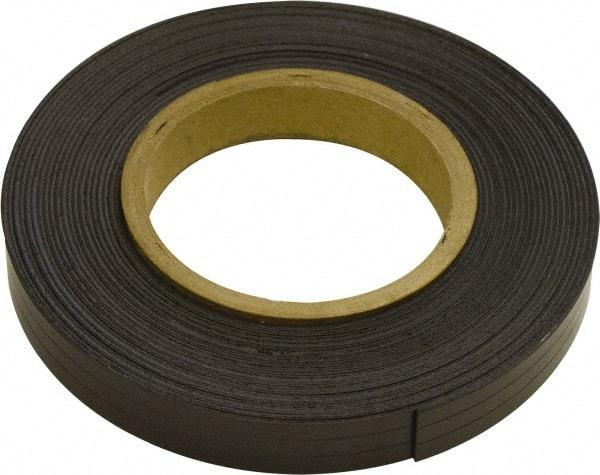 Mag-Mate - 300" Long x 1" Wide x 1/32" Thick Flexible Magnetic Strip - 8 Lb Max Pull Force, 4 Linear Ft/Lb Magnetic Pull Force, Plain Back, Dark Brown - USA Tool & Supply