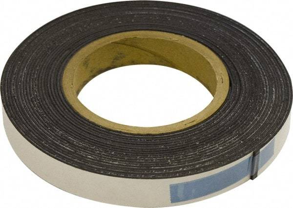 Mag-Mate - 300" Long x 1" Wide x 1/16" Thick Flexible Magnetic Strip - 12 Lb Max Pull Force, 6 Linear Ft/Lb Magnetic Pull Force, Adhesive Back, Dark Brown - USA Tool & Supply