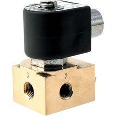 Parker - 120/60 - 110/50 VAC 3/8" NPT Port Brass Three-Way Quick Exhaust Solenoid Valve - USA Tool & Supply