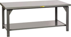 Little Giant - 72 Wide x 36" Deep x 34" High, 7 Gauge Steel Workbench - Fixed Legs, Gray - USA Tool & Supply