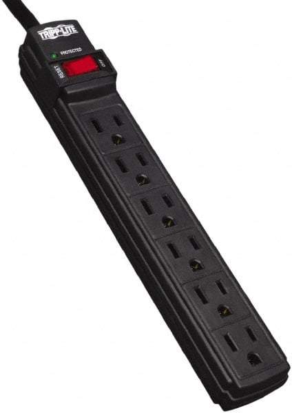Tripp-Lite - 6 Outlets, 120 VAC15 Amps, 6' Cord, Power Outlet Strip - Floor, Keyhole Mount, 5-15 NEMA Configuration, 1.1" Strip - USA Tool & Supply