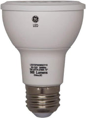 GE Lighting - 7 Watt LED Flood/Spot Medium Screw Lamp - 3,000°K Color Temp, 520 Lumens, 120 Volts, Dimmable, PAR20, 25,000 hr Avg Life - USA Tool & Supply