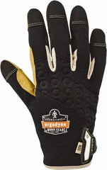 Ergodyne - Size S (7) Polyester Blend Work Gloves - For Mechanic's & Lifting, Uncoated, Hook & Loop Cuff, Full Fingered, Black/Tan, Paired - USA Tool & Supply