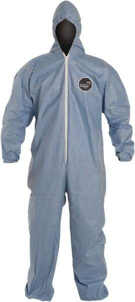 Dupont - Size XL FR Disposable Flame Resistant/Retardant Coveralls - Blue, Zipper Closure, Elastic Cuffs, Elastic Ankles, Serged Seams - USA Tool & Supply