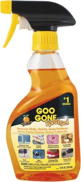 Goo Gone - 12 oz Spray Bottle Adhesive Remover - Removes Adhesives, Gum, Tar, Crayon, Scuff Marks, Wax, Sap - USA Tool & Supply