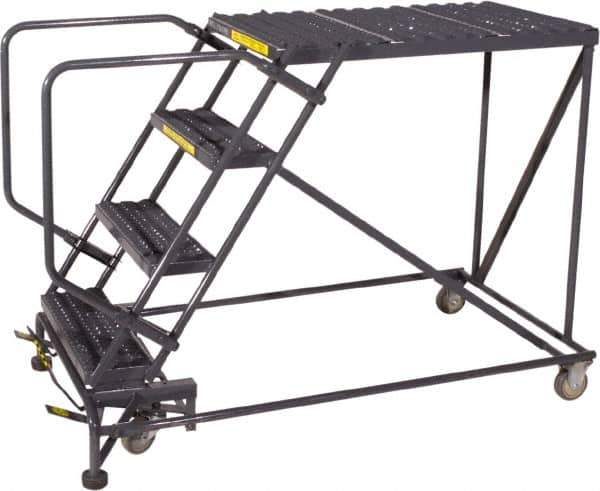 Ballymore - 40" 4 Step Single Entry Work Platform - Rolling Work Platform, 800 Lb Capacity, 40" Platform Height, 38" Base Width x 90" Base Depth, Heavy-Duty Serrated Grating - USA Tool & Supply