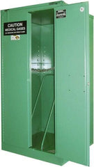 Securall Cabinets - 1 Door, Green Steel Standard Safety Cabinet for Flammable and Combustible Liquids - 46" High x 43" Wide x 18" Deep, Self Closing Door, 3 Point Key Lock, H Cylinder Capacity - USA Tool & Supply