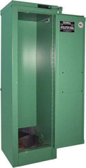 Securall Cabinets - 1 Door, Green Steel Standard Safety Cabinet for Flammable and Combustible Liquids - 46" High x 14" Wide x 13-5/8" Deep, Self Closing Door, 3 Point Key Lock, D, E Cylinder Capacity - USA Tool & Supply