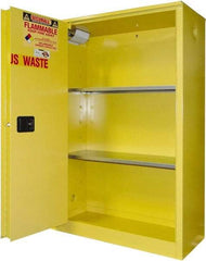 Securall Cabinets - 2 Door, 2 Shelf, Yellow Steel Standard Safety Cabinet for Flammable and Combustible Liquids - 65" High x 43" Wide x 18" Deep, Sliding Door, 3 Point Key Lock, 45 Gal Capacity - USA Tool & Supply