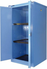 Securall Cabinets - 2 Door, 2 Shelf, Blue Steel Standard Safety Cabinet for Corrosive Chemicals - 67" High x 31" Wide x 31" Deep, Self Closing Door, 3 Point Key Lock, 60 Gal Capacity - USA Tool & Supply