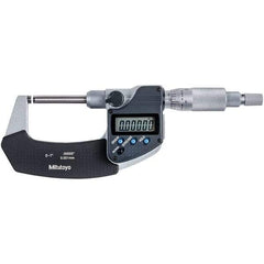Mitutoyo - 0 to 1" Range, 0.00005" Resolution, Non-Rotating Throat Electronic Outside Micrometer - 0.00015" Accuracy, Ratchet Stop Thimble, Carbide-Tipped Face, SR44 Battery - USA Tool & Supply