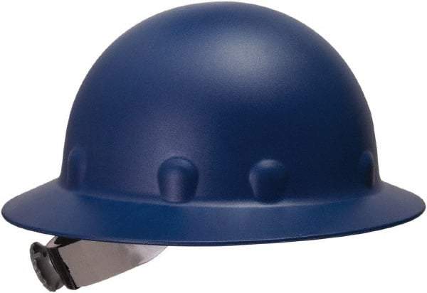 Fibre-Metal - ANSI Type I, Class G Rated, 8-Point, Ratchet Adjustment Hard Hat - Size 6-1/2 to 8, Blue, Full Brim - USA Tool & Supply