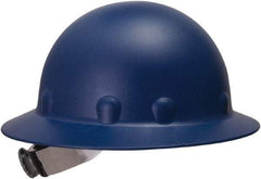 Fibre-Metal - ANSI Type I, Class G Rated, 8-Point, Ratchet Adjustment Hard Hat - Size 6-1/2 to 8, Blue, Full Brim - USA Tool & Supply