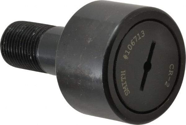 Accurate Bushing - 2" Roller Diam x 1-1/4" Width, 7/8" Stud Diam x 2" Length, Stud Cam Follower - Steel, 1" Thread Length, 7/8-14 Thread, 3-1/4" OAL, 10,370 Lb Dynamic Cap, 10,700 Lb Static Cap - USA Tool & Supply