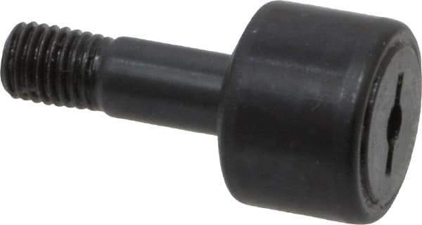 Accurate Bushing - 5/8" Roller Diam x 7/16" Width, 1/4" Stud Diam x 3/4" Length, Stud Cam Follower - Steel, 5/16" Thread Length, 1/4-28 Thread, 1-3/16" OAL, 1,320 Lb Dynamic Cap, 1,250 Lb Static Cap - USA Tool & Supply