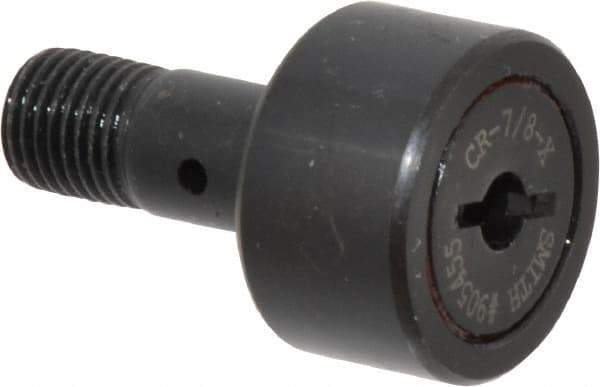 Accurate Bushing - 7/8" Roller Diam x 1/2" Width, 3/8" Stud Diam x 7/8" Length, Stud Cam Follower - Steel, 3/8" Thread Length, 3/8-24 Thread, 1-3/8" OAL, 2,140 Lb Dynamic Cap, 2,260 Lb Static Cap - USA Tool & Supply