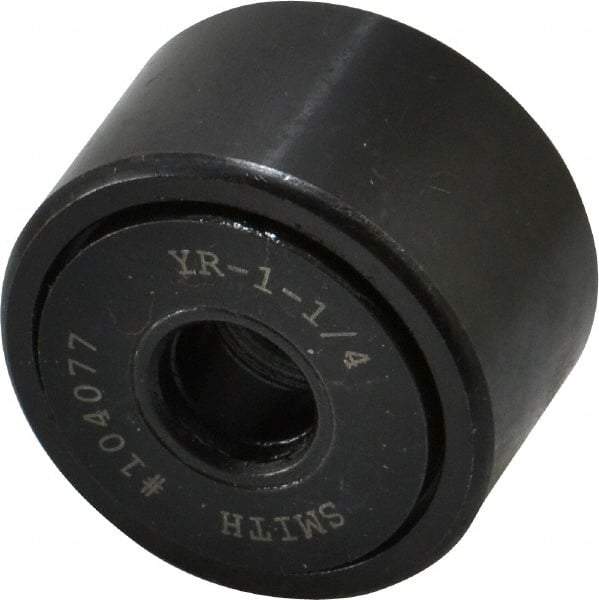 Accurate Bushing - 3/8" Bore, 1-1/4" Roller Diam x 3/4" Roller Width, Steel Yoke Cam Follower - 4,470 Lb Dynamic Load Capacity, 13/16" Overall Width - USA Tool & Supply