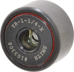 Accurate Bushing - 3/8" Bore, 1-1/4" Roller Diam x 3/4" Roller Width, Steel Yoke Cam Follower - 4,470 Lb Dynamic Load Capacity, 13/16" Overall Width - USA Tool & Supply