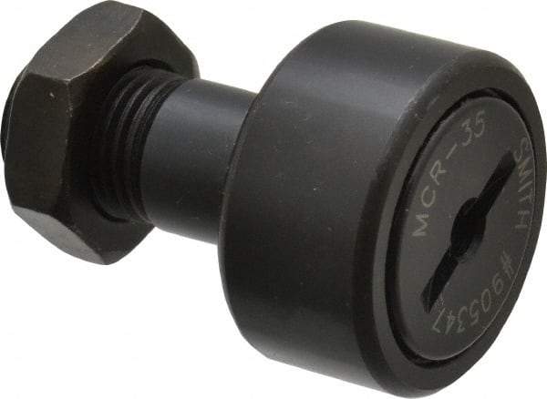 Accurate Bushing - 35mm Roller Diam x 18mm Width, 16mm Stud Diam x 32.5mm Length, Stud Cam Follower - Steel, 17mm Thread Length, M16x1.5 Thread, 52mm OAL, 12,900 N Dynamic Cap, 19,000 N Static Cap - USA Tool & Supply