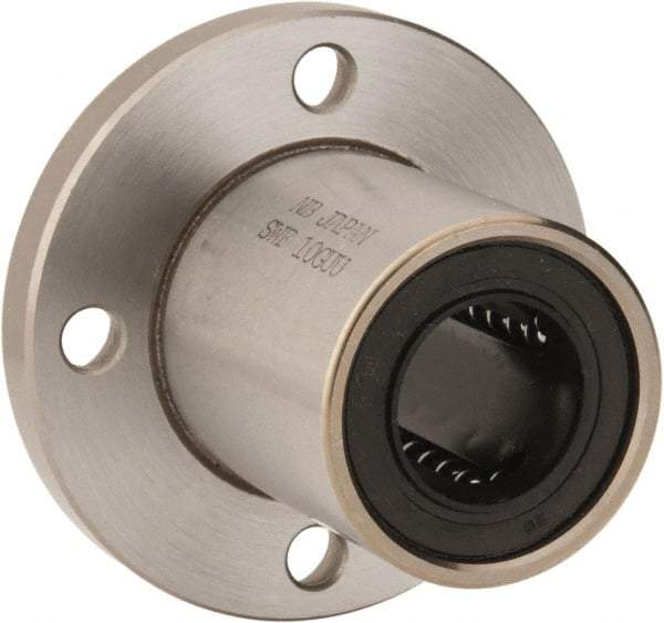 Value Collection - 5/8" ID, Round Flanged Single Linear Bearing - 1-1/8" OD - USA Tool & Supply