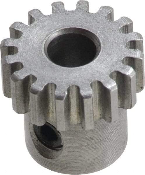 Boston Gear - 32 Pitch, 1/2" Pitch Diam, 16 Tooth Spur Gear - 0.188" Face Width, 3/16" Bore Diam, 0.39" Hub Diam, 14.5° Pressure Angle, Steel - USA Tool & Supply