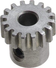 Boston Gear - 32 Pitch, 1/2" Pitch Diam, 16 Tooth Spur Gear - 0.188" Face Width, 3/16" Bore Diam, 0.39" Hub Diam, 14.5° Pressure Angle, Steel - USA Tool & Supply