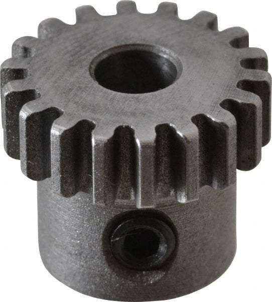 Boston Gear - 32 Pitch, 9/16" Pitch Diam, 18 Tooth Spur Gear - 0.188" Face Width, 3/16" Bore Diam, 0.45" Hub Diam, 14.5° Pressure Angle, Steel - USA Tool & Supply