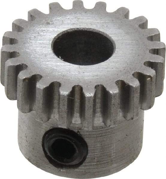 Boston Gear - 32 Pitch, 5/8" Pitch Diam, 20 Tooth Spur Gear - 0.188" Face Width, 1/4" Bore Diam, 0.52" Hub Diam, 14.5° Pressure Angle, Steel - USA Tool & Supply