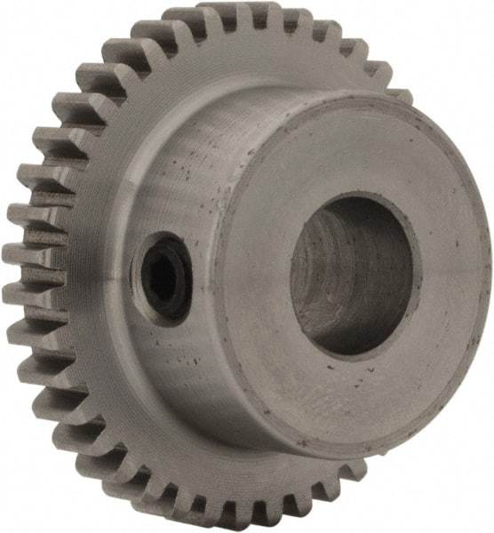 Boston Gear - 32 Pitch, 1-1/4" Pitch Diam, 40 Tooth Spur Gear - 0.188" Face Width, 3/8" Bore Diam, 0.88" Hub Diam, 14.5° Pressure Angle, Steel - USA Tool & Supply