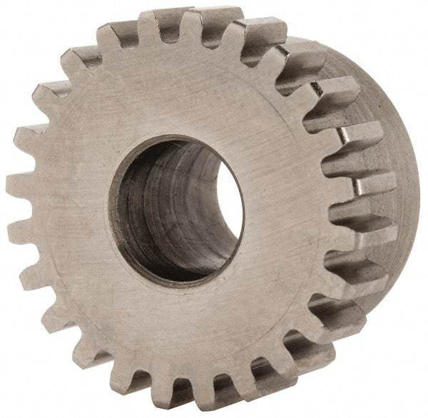 Boston Gear - 24 Pitch, 1" Pitch Diam, 24 Tooth Spur Gear - 1/4" Face Width, 3/8" Bore Diam, 0.87" Hub Diam, 14.5° Pressure Angle, Steel - USA Tool & Supply