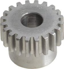 Boston Gear - 20 Pitch, 1" Pitch Diam, 20 Tooth Spur Gear - 3/8" Face Width, 3/8" Bore Diam, 0.84" Hub Diam, 14.5° Pressure Angle, Steel - USA Tool & Supply